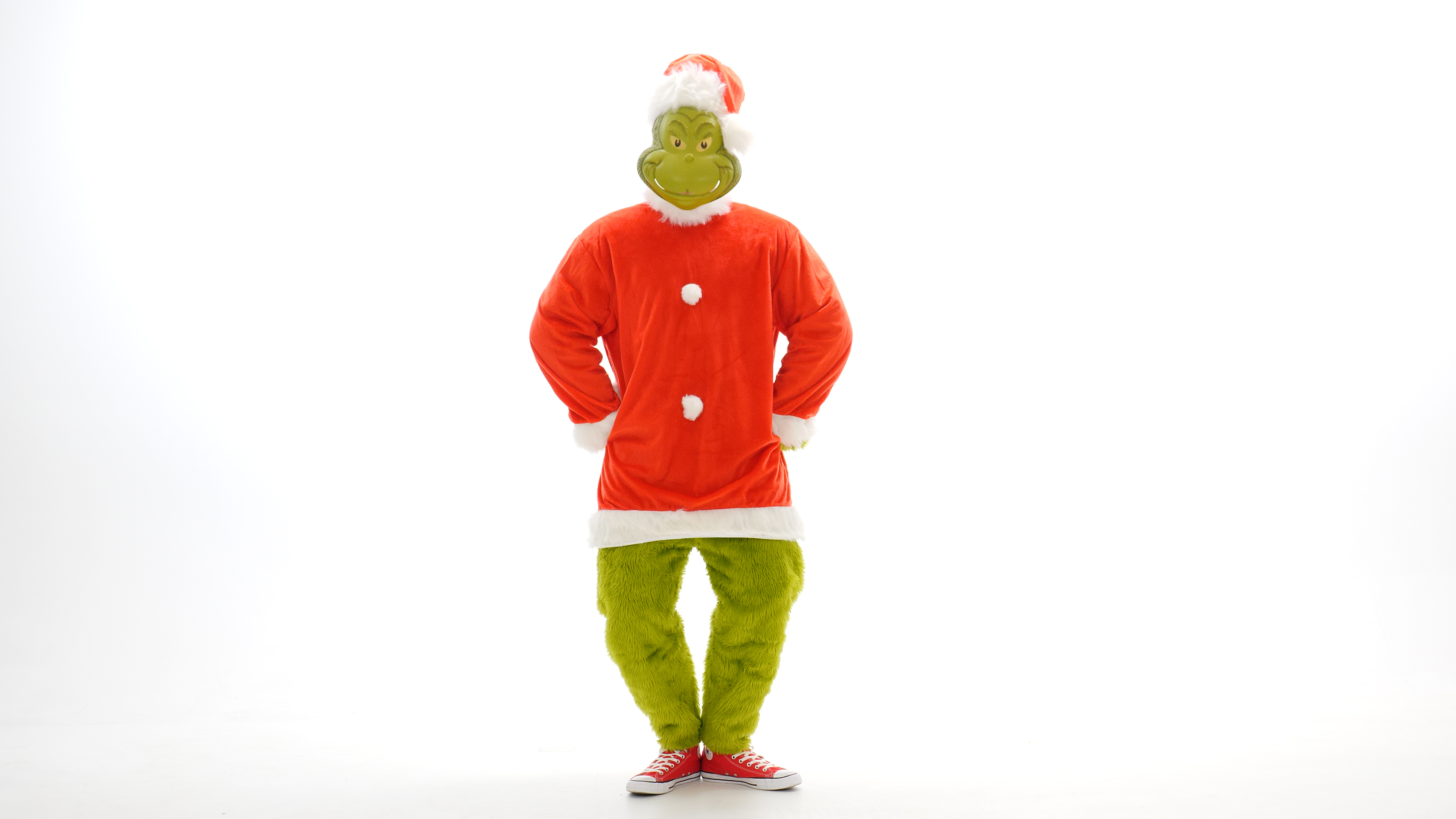 EL400667 The Grinch Men's Deluxe Santa Jumpsuit with Mask Costume